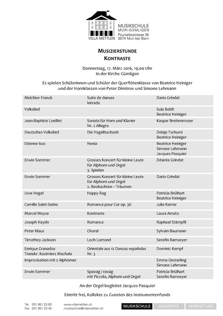 Musizierstunde Heiniger, Dimitrov, Lehmann 17.03.2016